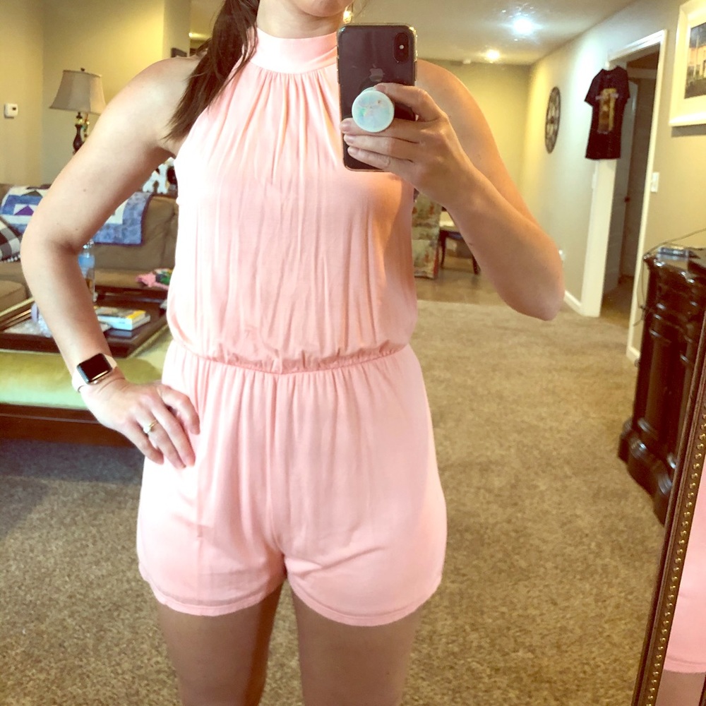 Pink Lily Short Romper-  new